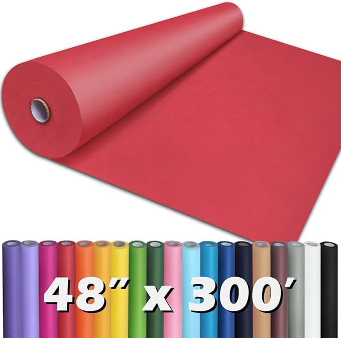 PerkHomy Red Kraft Paper Roll 48" x 3,600" (300') for Gift Wrapping Bouquet Flower Art Painting Craft Writing Packaging Shipping 80GSM 55LB (Red, 48" x 300')