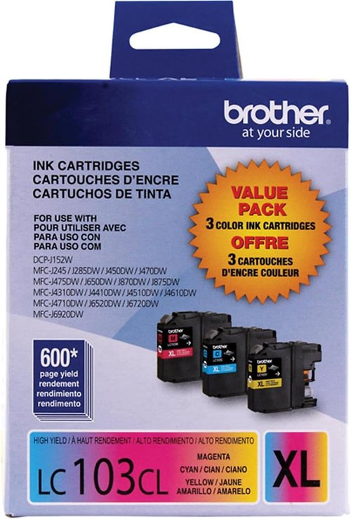 Brother LC1033PKS High-Yield Ink Cartridges - 600 Page-Yield | Cyan, Magenta, Yellow - 3 Pack