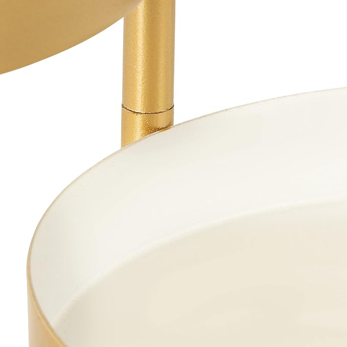 Kate and Laurel Finn 3-Tiered Plant Stand; 7.25 x 7.25 x 10; White and Gold; Decorative Layered Tabletop Plant Stand for Display and Storage