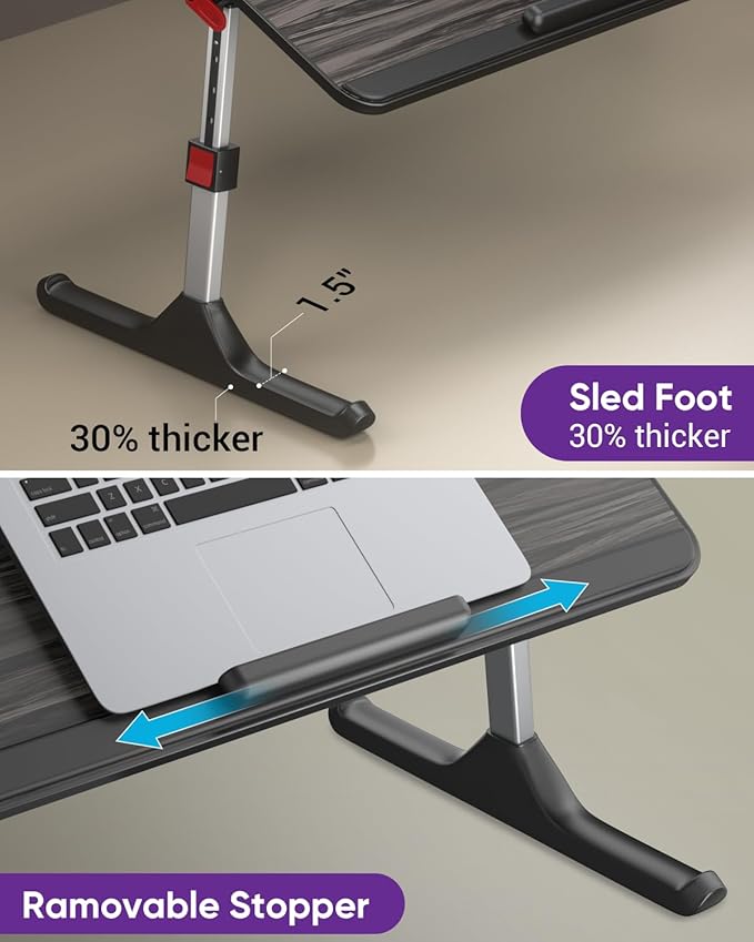NEARPOW Laptop Desk for Bed with LED Light, Adjustable Foldable Bed Table Lap Desk,Computer Tray Laptop Stand with Book Stand,Wrist Rest, Storage Drawer for Adults Kids Writing Work Study Couch Floor