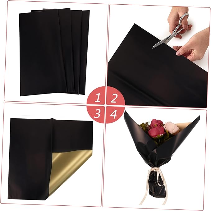 MUCKLILY 20Pcs Double-sided Flower Wrapping Paper Elegant Dark and Metallic Bouquet Packing for DIY Floral Arrangements Wrap for Weddings Birthdays Christmas Graduation