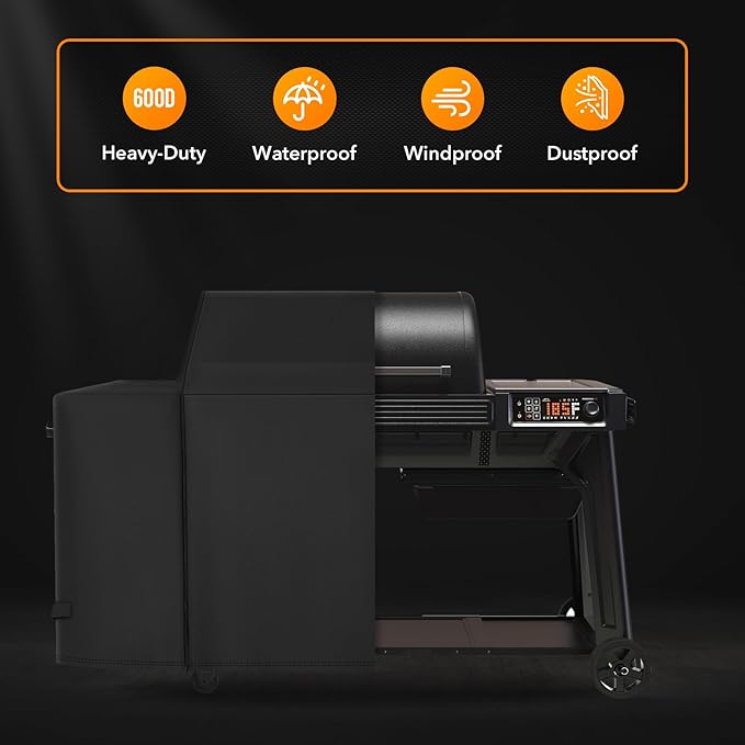 Heavy Duty 600D Polyester Cover Compatible with Traeger Grills BAC776 Woodridge Pro and Woodridge Elite Grills Replacement Covers Full-Length All Weather Grill Accessory