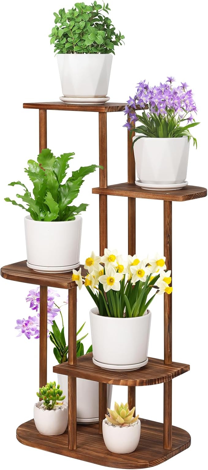 Jotsport 5 Tier Wood Plant Stand for Multiple Plants Indoor Plant Shelf Multi-Tier Flower Pot Holder Corner Display Rack