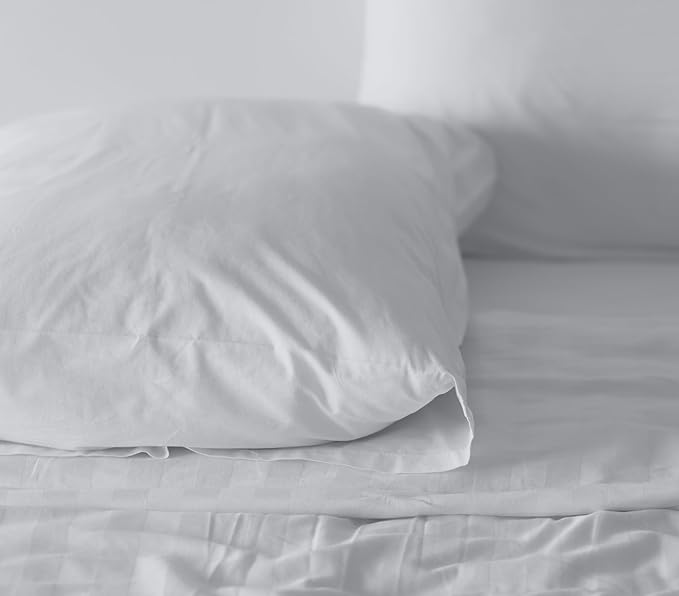RUVANTI 100% Cotton Sheets Queen Size Set, 4 Pieces, Soft & Breathable Percale Weave Bedding, Deep Pocket 16", Hotel Standard, Crisp Cool Feeling, Durable, Perfect Dyed Bed Sheet, Quiet Gray