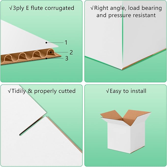 5x5x5 Small Shipping Boxes Set of 40, White Corrugated Cardboard Box for Small Business for Mailing Packaging Gifts