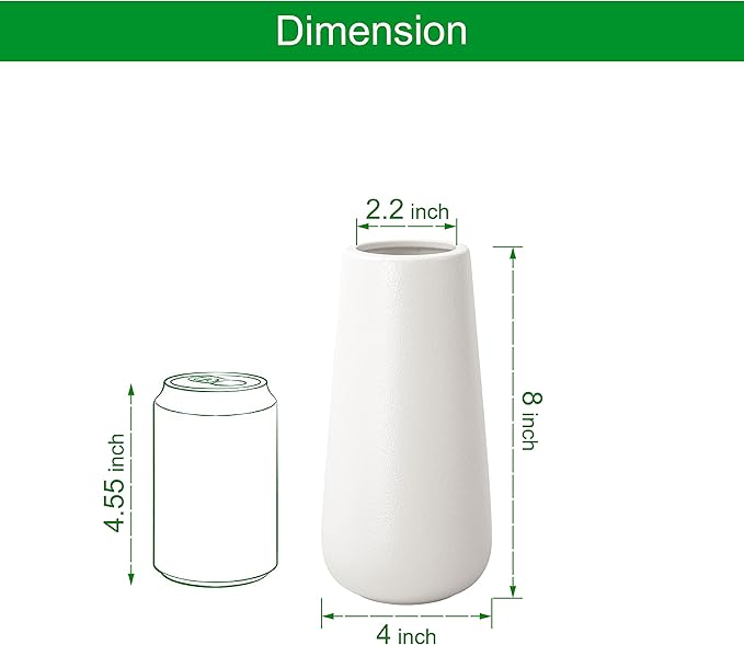 D'vine Dev 8 Inch Ceramic Flower Vase Textured Finishing, Minimalist Design for Kitchen, Bedroom, Living Room, Centerpieces, Office, Ivory, VS-XH-A-1