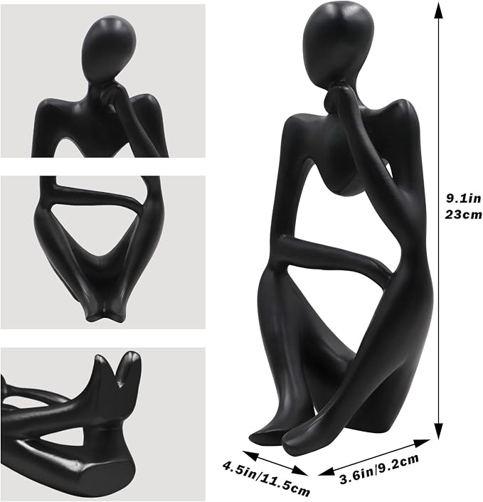 Dnoifne Thinker Statues and Sculptures, Resin Black Thinker Statue Ornaments, Abstract Style Sculptures, Housewarming Gifts, Housewarming Decorations, Living Room Dining Desk Decorations