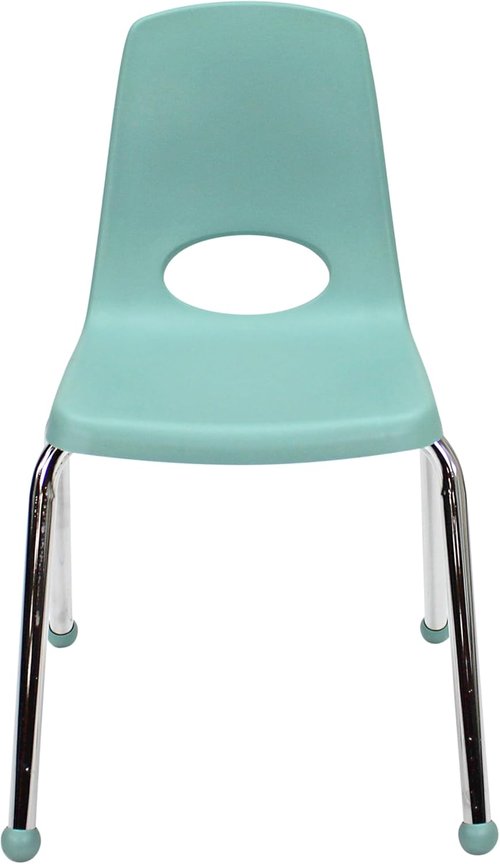 FDP 16" School Stack Chair - Stacking Student Seat with Chromed Steel Legs | Seafoam (6-Pack)