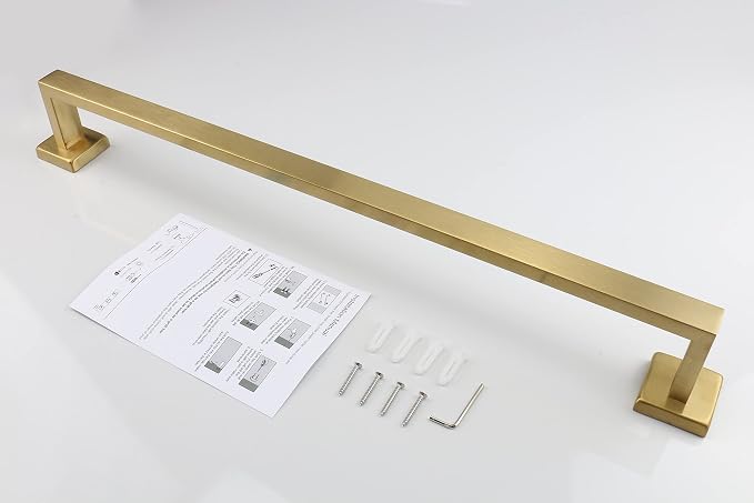 TocTen Bath Towel Rack - Square Base Thicken SUS304 Stainless Steel Towel Bar for Bathroom, Bathroom Accessories Towel Rod Heavy Duty Wall Mounted Towel Holder. (Brushed Nickel, 36)