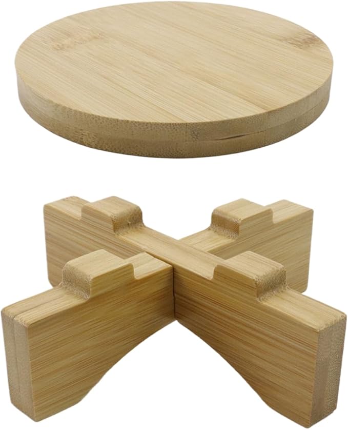 Oedema 4.45-inch Solid Wood Mini Plant Stand Short Flower Stand Round Plant Riser for Small Items, Flower Pot, Small Plant, Gift, Tabletop Decor, Office