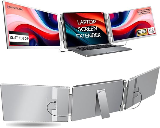 15.6" Laptop Screen Extender for Triple Display - FHD 1080P Portable Monitor For Laptop - Compatible with MacOS/Windows/Android - USB C Detachable Plug & Play Extended Screen for 12-17" Laptops