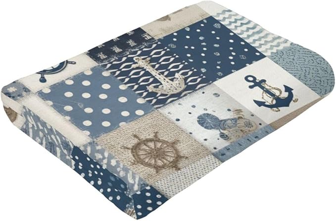 Nautical Blanket Ocean Sea Throw Blanket Sailboat Anchor Soft Cozy Fleece Fuzzy Stuffed Plush Flannel Gifts for Girls Women Boys Kids Adults 50"X60"