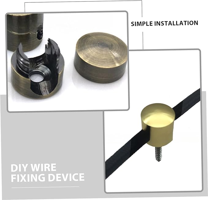Cable Holder, 6PCS Cable Management Clips, Aluminum Cord Holder, for and Fixing Chandelier Wires, Gold