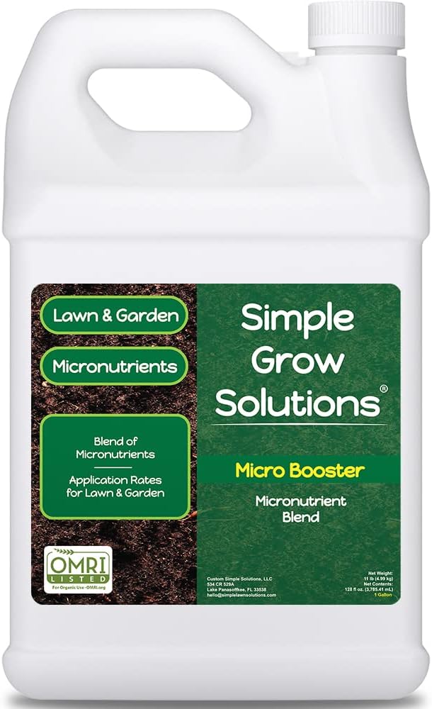 Organic Micronutrient Booster Lawn Fertilizer - Simple Grow Solutions- Garden & Lawn Fertilizer- Grower, Gardener- Liquid Food for Grass, Tomatoes, Flowers, Vegetables (1 Gallon)