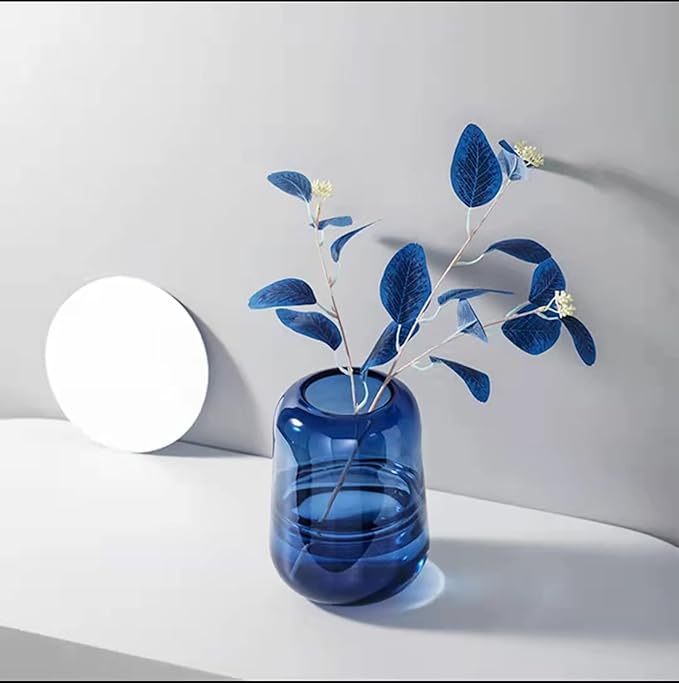 Modern Minimalist vase, Crystal Glass vase, Flower vase, Dried Flower vase(Blue)