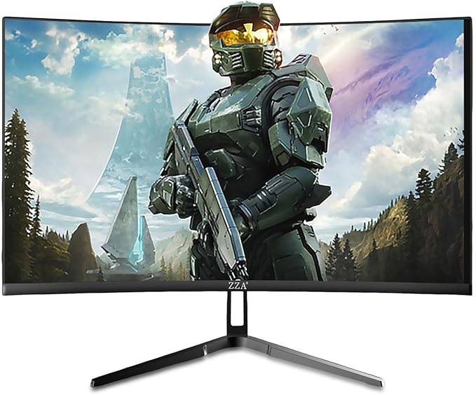 ZZA 32" Curved Gaming Monitor, 4K UHD (3840 x 2160) VA Display, 1500R Immersion, 144Hz/160Hz Refresh Rate, Advanced Computer Screen, Supports AMD FreeSync Premium, 120% sRGB Color Gamut,HDMI 2.1/DP1.4