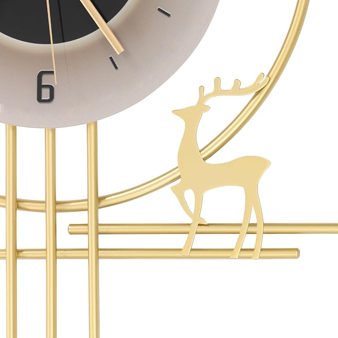Wall Clock for Living Room, Large Gold Wall Clock with LED Light, Modern Decor Silent Non-Ticking Metal Clock for Living Room, Kitchen, Dining Room, Bedroom, Battery Operated,13.78 * 27.56in