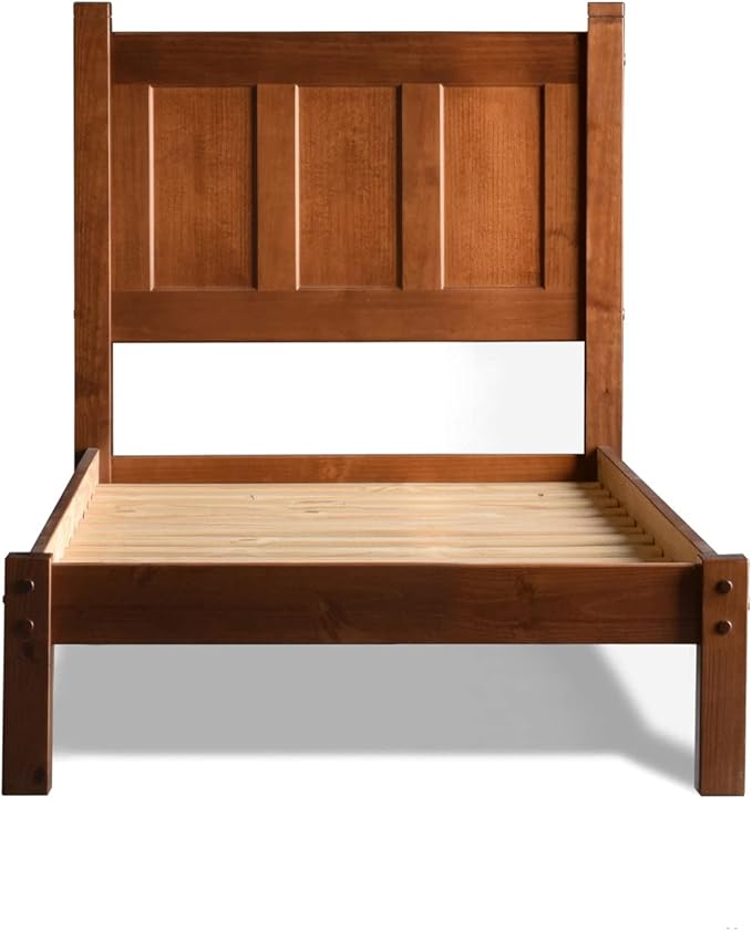 Grain Wood Furniture Shaker Solid Wood Panel Platform Bed, Twin Size, Walnut