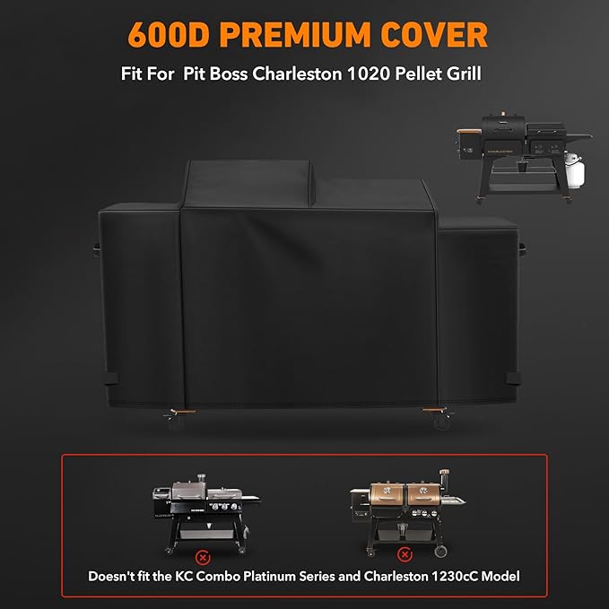 ZBXFCSH Heavy Duty 600D Polyester Cover Compatible with Pit Boss Charleston 1020 Pellet Grill Gas Griddle Combo PB1020NX Wood Pellet Grill with Handles, All Weather Protection Waterproof Cover