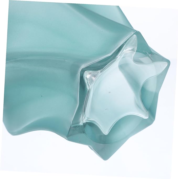 Frosted Glass Planter Vase Large Green Swirl Pattern Decorative Home Glass Vase for Flower Arrangement Desktop Display for Living and Wedding Decor