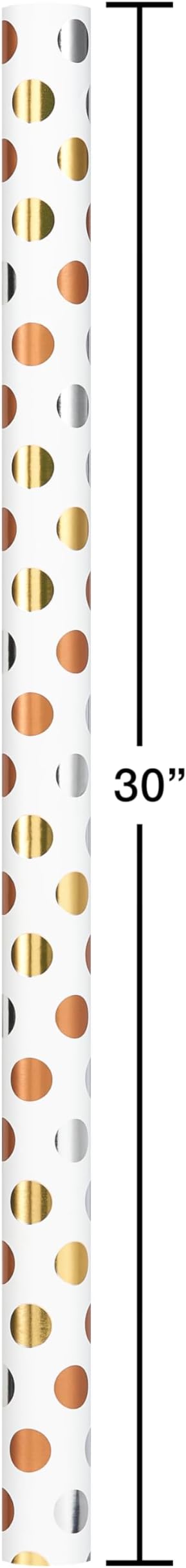American Greetings Foil Wrapping Paper Rolls for Christmas, Weddings or Any Occasion, Metallic Gold and White Holiday Gift Wrap (80 sq. ft., 4 Rolls-30 in. x 8 ft., Reversible) Stripes, Polka Dots