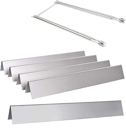 GasSaf 21.5 inch Flavorizer Bar and 27 inch Burner Tube Set Replacement for Weber Spirit E-210, S-200, S-210, E-210NG, Genesis Silver A, Spirit 500, Parts Kit Replace for Weber 7534 &7507