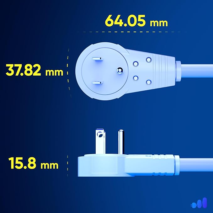Maximm Extension Cord 50 Ft – 360° Rotating Flat Plug, 3-Prong Grounded, Heavy Duty 14AWG Wire – UL Certified, Indoor Power Cable – Ideal for Long Reach & Tight Spaces – White