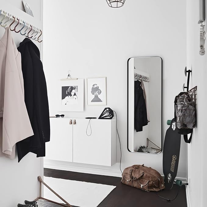 Black Full Length Mirror for Bathroom, 21"x64" Long Metal Framed Full Body Mirror, Rectangle Floor Mirror Leaning Against Wall for Dressing Living Room Bedroom Entryway