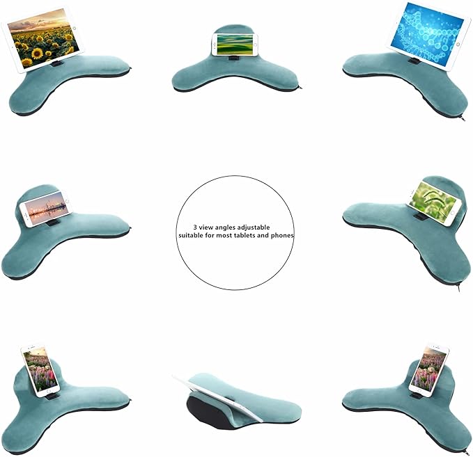 OKATOPGEAKO Phone Wrist Support/Soft Pillow Stand/2021 New Multi-Angle Tablet Stand/Phone Holder/Pillow Lap Pad Stand,for Ipad,Phones,Tablets, Ereaders,Books(Malachite-Green)