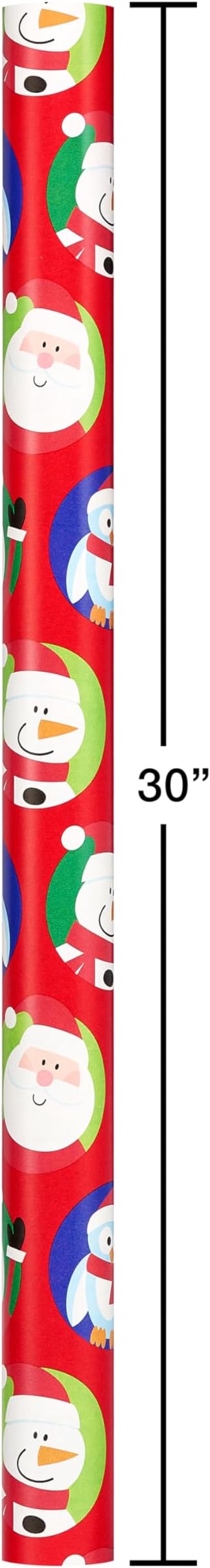 American Greetings Jumbo Kids Christmas Reversible Wrapping Paper Roll, Red and Blue Holiday Gift Wrap (175 sq. ft., 1 Extra Large Roll-30 in. x 70 ft.) Penguins, Polar Bears, Santa, Snowflakes