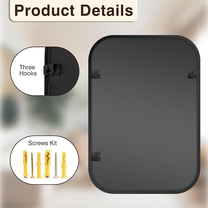 FICTOR Bathroom Vanity Mirror for Wall, 2 Pack 28" x 40" Rectangle Bathroom Mirror for Over Sink, Metal Framed, Hangs Horizontally or Vertically(Black)