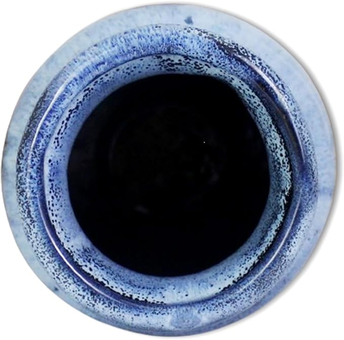 Roro Ceramic Classic Vase, 7.5 Inch, Glossy Reactive Blue Glaze, Modern Home Decor for Flowers, Plants, Decor and Pampas