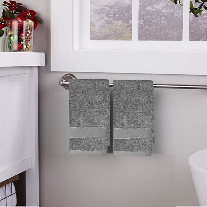 PUPOPIK 2 Pack Hand Towels for Bathroom (14 x 30 Inch)-100% Cotton Hand Towel, Highly Absorbent and Quick Dry Face Washcloth, Home Soft Premium Towel for Hotel, Bath, Kitchen and Spa(Gray)