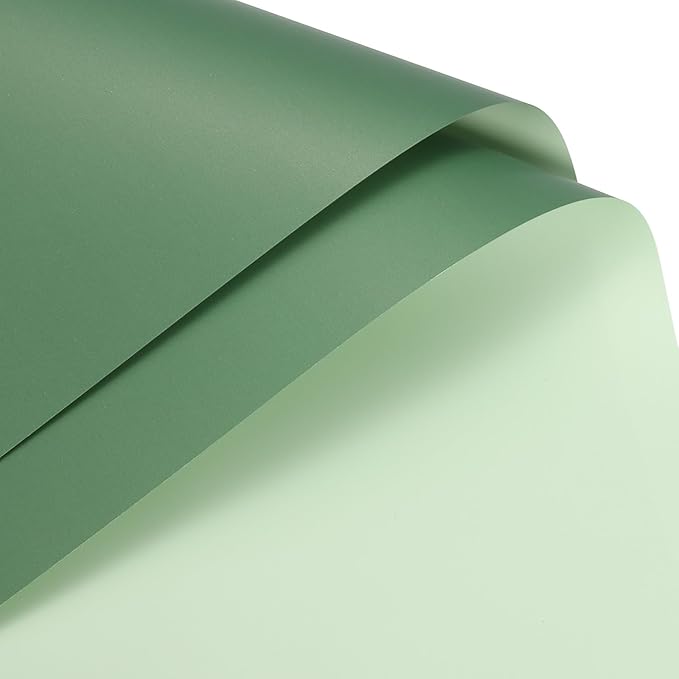 MECCANIXITY 20 Pcs Double Sided Color Flower Wrapping Paper Grey Green+Turquoise 22.8"x22.8" Waterproof for Florist Bouquet Supplies, DIY Crafts, Gift Box Packaging