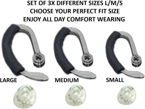 Plantronics Ear Tips Replacement Kit - 3X Same Size Foam Earbuds + Ear Hook Loops | Mixed L/M/S