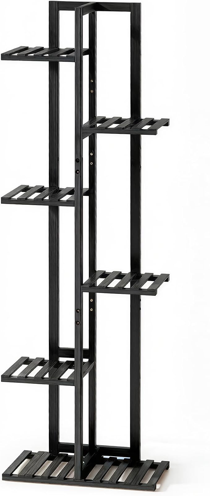 ROSSNY 48 Inch Tall Plant Stand Indoor, 6 Tier 7 Potted Bamboo Plant Stands for Indoor Plants, Corner Plant Stand, Tiered Plant Stands, Plant Shelf For Indoor, Planter Holder for Multiple Plants Indoor, Black