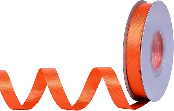 YAMA Orange Double Faced Satin Ribbon 1/2 Inch 25 Yards Orange Ribbons for Gift Wrapping Crafts Hair Bows Wedding Party Decoration