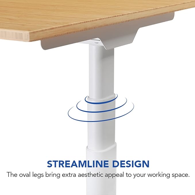 FLEXISPOT E6 Pro Oval Leg Dual Motor 3 Stages Bamboo Electric Standing Desk 72x30 Inch Whole-Piece Board Height Adjustable Electric Sit Stand Up Desk(White Frame + Bamboo Desktop)