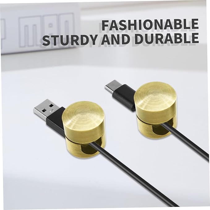 Gold Aluminum Cable Management Clips, 6-PackCord Holder for Organizing Wires, Cables & Chandelier Fixing