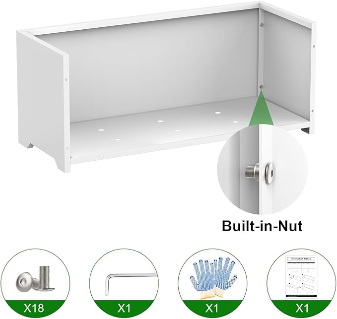 Metal Large Rectangular Planter 32" L x 15" W x 15" H,- Long Planter Box with 6 Drainage Holes & Raised Bottom, White Planter Boxes Outdoor Modern Design for Patio, Garden, Porch