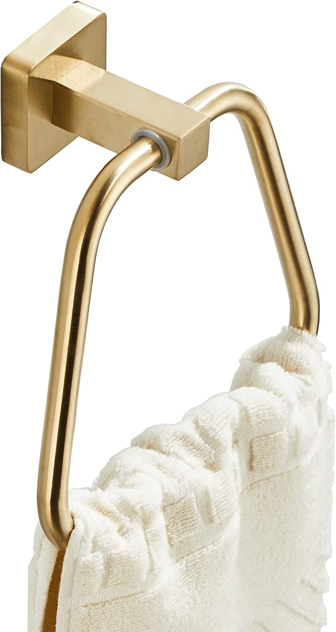 Brushed Gold Towel Ring for Bathroom 2 Pack, Kitchen Bath Towel Holder Hangers Wall Mount Heavy Duty Stainless Steel