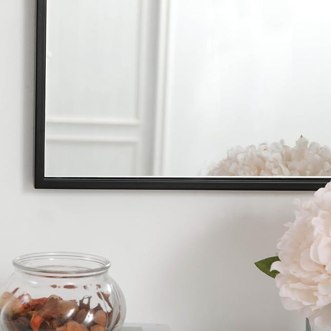 Elegant Decor Monet Home Office Decorative Rectangle Framed Wall Mirror, 14" L x 36" H - Black