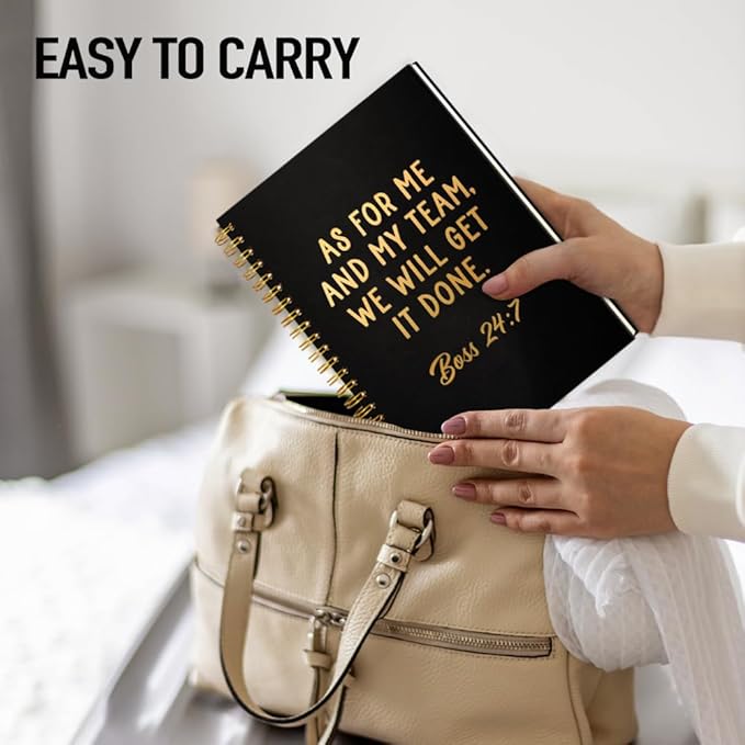 Msticey As For Me And My Team We Will Get It Done 160 Blank Pages Gold Foil Hardcover Spiral Notebook, Appreciation Gifts for Women Manager Supervisor Leader Coworker Colleague, Funny Boss Day Gifts