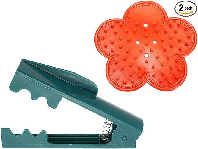 HARFINGTON 2pcs Rose Thorn Stripper Tool Set 5.5" 4.7" ABS Plastic PVC Flower Thorn Leaf Remover Flower Stem and Leaf Stripping for Gardening Home Florist, Dark Green,Orange