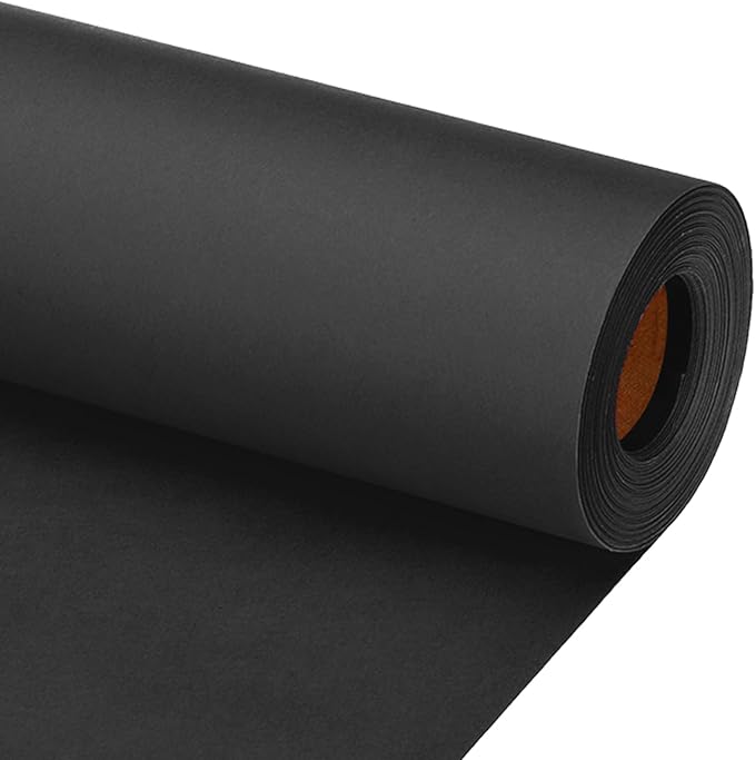 PATIKIL Wrapping Paper, 15"x800"(66') Bulletin Board Paper Roll Kraft Paper Roll Construction 80GSM for Shipping Packing Gift Wrapping Craft Flower Bouquet Christmas, Black