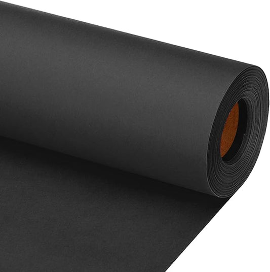 PATIKIL Wrapping Paper, 15"x800"(66') Bulletin Board Paper Roll Kraft Paper Roll Construction 80GSM for Shipping Packing Gift Wrapping Craft Flower Bouquet Christmas, Black