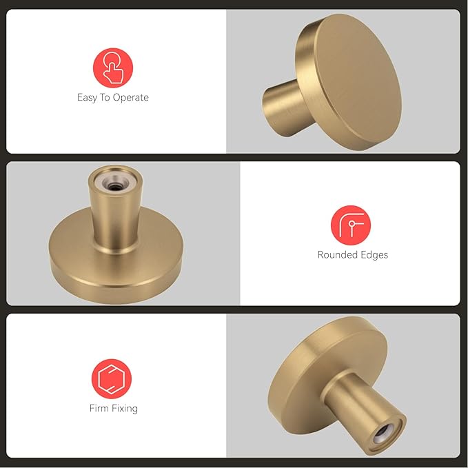 homdiy 20 Pack Champagne Bronze Cabinet Knobs Round Kitchen Handles Zinc Alloy Metal Hardware for Dresser Drawer Desk Cupboard