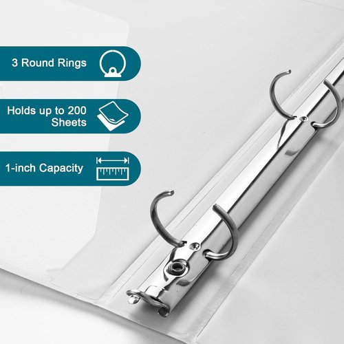 Economy 3-Ring Binders - 1 Inch Round Rings, 200 Sheet Capacity, ClearVue Presentation - White (24 Pack)