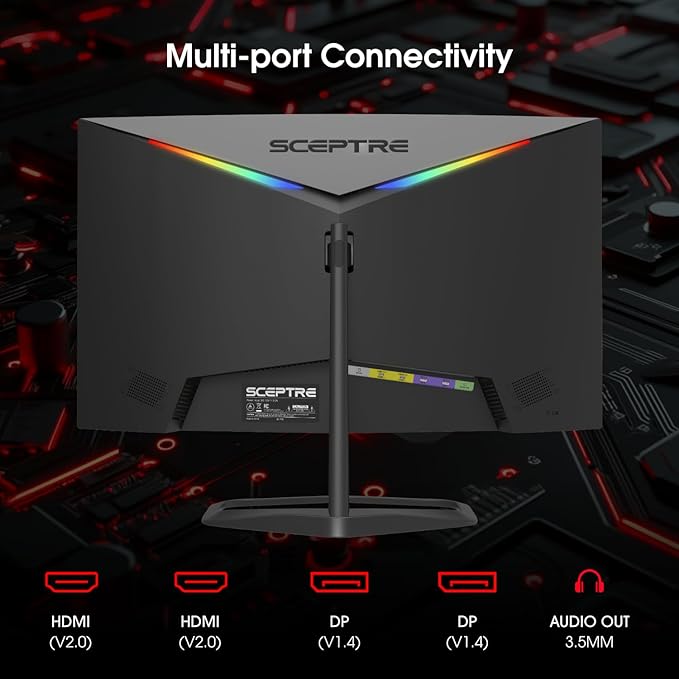New! Sceptre Curved 24.5-inch Gaming Monitor up to 240Hz 1080p R1500 1ms DisplayPort x2 HDMI x2 Eye Care Build-in Speakers, Machine Black 2026 (C255B-FWT240 Series)