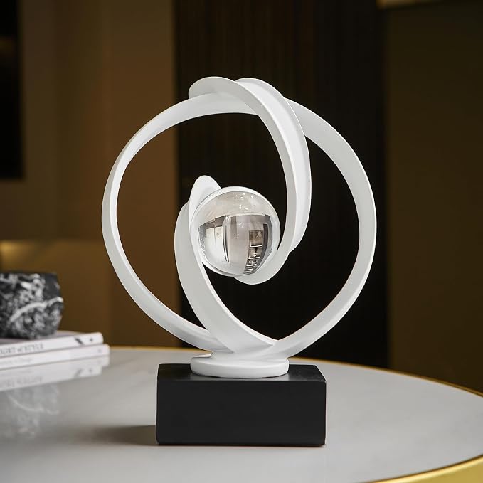 Modern White Statue Decor for Living Room, Abstract Art Sculptures Home Décor Accents for Coffee Table TV Stand Bookshelf, Resin Decorations for Dining Room Office Bedroom